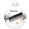 Personalized Keyboard With Music Staff And Stars Glass Ornament