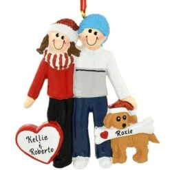 Personalized Couple With Dog Ornament