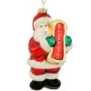Santa With Bronner Sign Glass Ornament