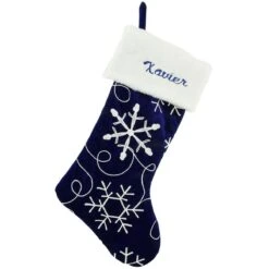 20 Inch Personalized Blue Velvet Snowflake Stocking