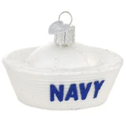 Navy Cap Glass Ornament
