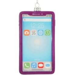 Personalized Smart Phone Purple Glass Ornament 5 Personalized Smart Phone Purple Glass Ornament -Christmas Decoration Store 1210522 web 3