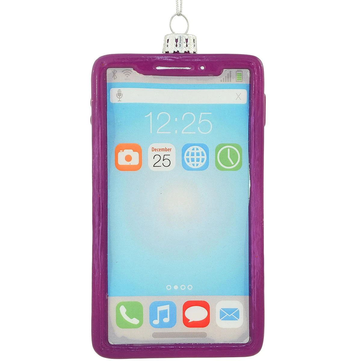 Personalized Smart Phone Purple Glass Ornament 3 Personalized Smart Phone Purple Glass Ornament - Image 3