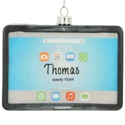 Personalized Black Christmas Tablet Glass Ornament