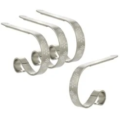 Set Of 4 Polished Silver MantleClips With Snowflake Design