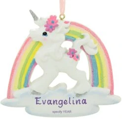 Personalized Unicorn And Rainbow Ornament