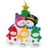 Personalized Snow Family With 3 Children Resin Ornament