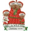 Personalized African American Pajama Family Of 4 Resin Ornament
