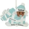 Personalized African American Baby Boy In Blue Gift Box Ornament
