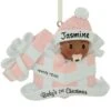 Personalized African American Baby Girl In Pink Gift Box Ornament