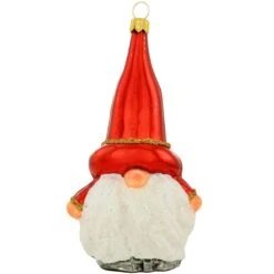 Gnome With Tall Red Hat Glass Ornament