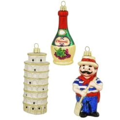 Italy Glass Ornaments Boxed Set Of 3