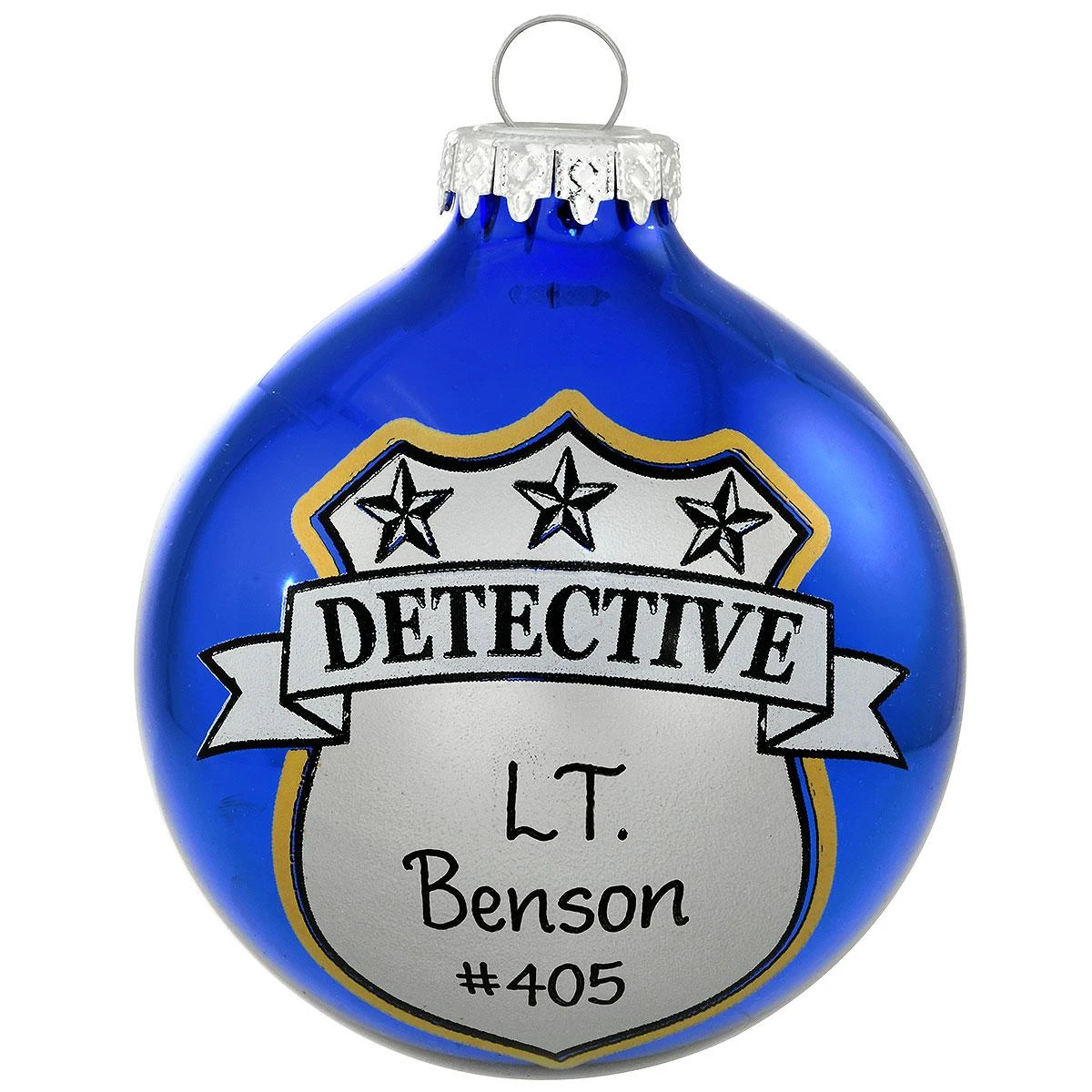 Personalized Detective Badge Blue Glass Ornament 1 Personalized Detective Badge Blue Glass Ornament