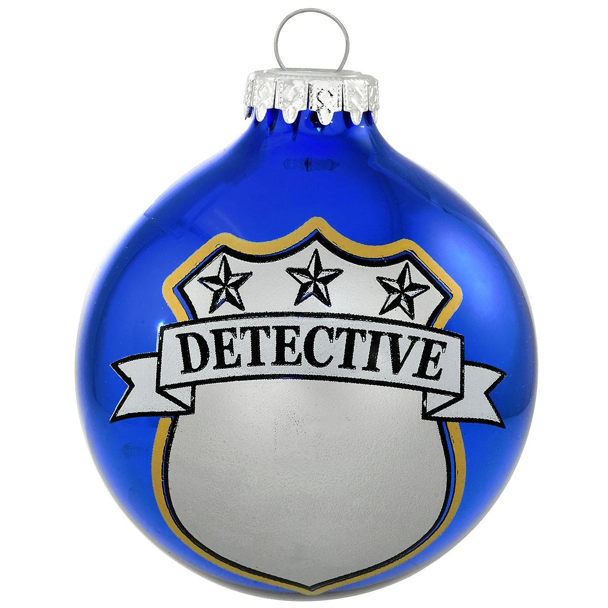 Personalized Detective Badge Blue Glass Ornament 2 Personalized Detective Badge Blue Glass Ornament - Image 2