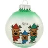 Personalized Reindeer Family Of 3 Glass Ornament