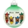 Personalized Reindeer Family Of 4 Glass Ornament