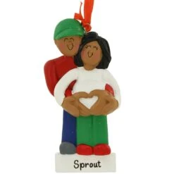 Personalized African American Expecting Couple Ornament