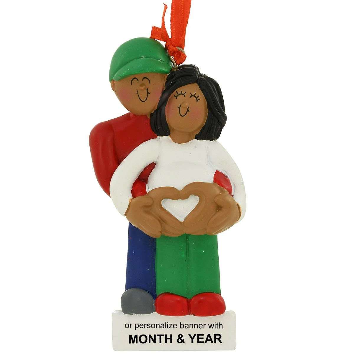 Personalized African American Expecting Couple Ornament 2 Personalized African American Expecting Couple Ornament - Image 2
