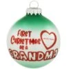 Personalized First Christmas As Grandma 2 Tone Green And Opal Glass Ornament