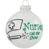 Nurses Call The Shots White Opal Glass Ornament
