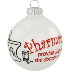 Pharmacist White Opal Glass Ornament