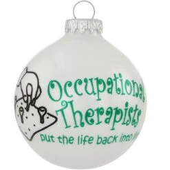 Occupational Therapist White Opal Glass Ornament