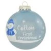Personalized Baby's First Christmas Blue Opal Glass Ornament