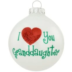 I Love You Granddaughter White Opal Glass Ornament