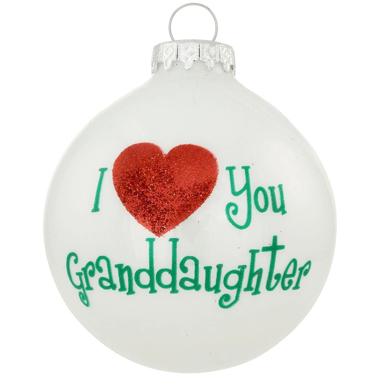 I Love You Granddaughter White Opal Glass Ornament 1 I Love You Granddaughter White Opal Glass Ornament