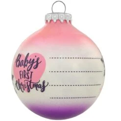Personalized Baby's First Christmas Stats With Snowflakes Pink And Purple Glass Ornament -Christmas Decoration Store 1213769 web 3