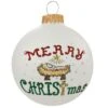 Merry Christmas With Manger Heart Gifts Glass Ornament