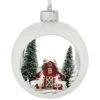 Barn Scene With Deer LED Ornament In 4 Inch Glass Ring