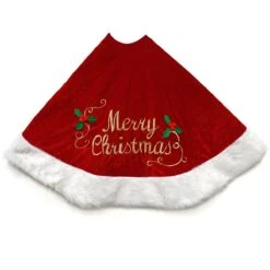 56 Inch Merry Christmas Red Velvet Tree Skirt