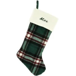 21 Inch Personalized Green Plaid Stocking