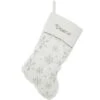 Personalized 20.5 Inch White Fur Stocking With Silver Snowflakes And Velvet Cuff