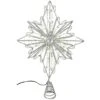 15.5 Inch LED Star Tree Topper With Silver Glitter And Beads