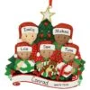 Personalized Biracial Family Of 5 Opening Gifts Resin Ornament
