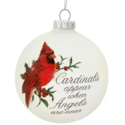 Angels Are Near Cardinal Round Glass Ornament