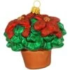 Poinsettia In Pot Glass Ornament