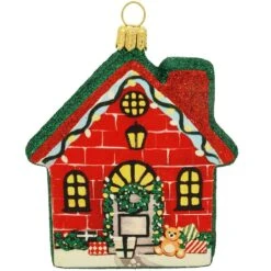 1st Christmas New Home House Shaped Glass Ornament