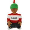 Personalized African American Male Playing Video Game Ornament