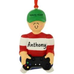 Personalized Male Playing Video Game Ornament