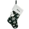 19 Inch Personalized Green Snowflake Stocking With Embroidered Appliques