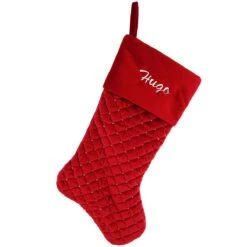 19 Inch Personalized Quilted Red Flannel Stocking