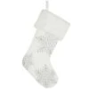 21 Inch White Velveteen Stocking With Silver Snowflakes