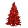 7.5 Foot Scarlett Red Flocked Pre-Lit Red Artificial Tree