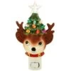 Retro Reindeer With Ceramic Tree Night Light