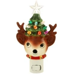 Retro Reindeer With Ceramic Tree Night Light