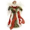 Angel Tree Topper With Red Dress And Green Garland