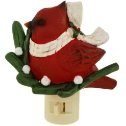 Christmas Decoration Store 7 Cardinal Night Light With Holly And Mistletoe